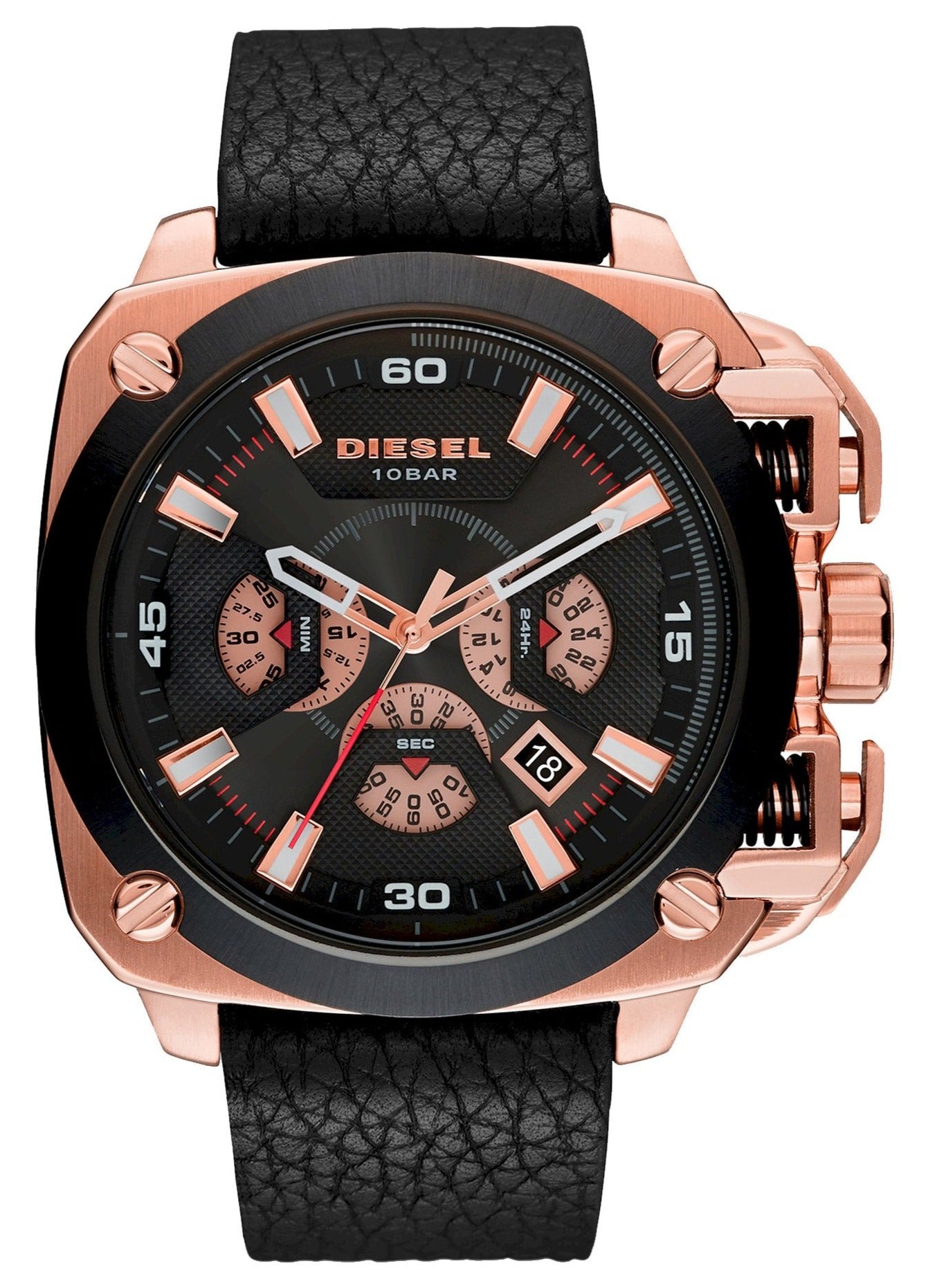 Diesel DZ7346 BAMF Chronograph Men's Watch - Black Dial & Black Leather Strap