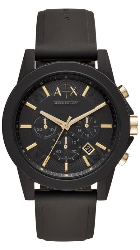 Armani Exchange Outerbanks AX7105 Men's Chronograph Watch - Black Dial with Black Stainless Steel Strap
