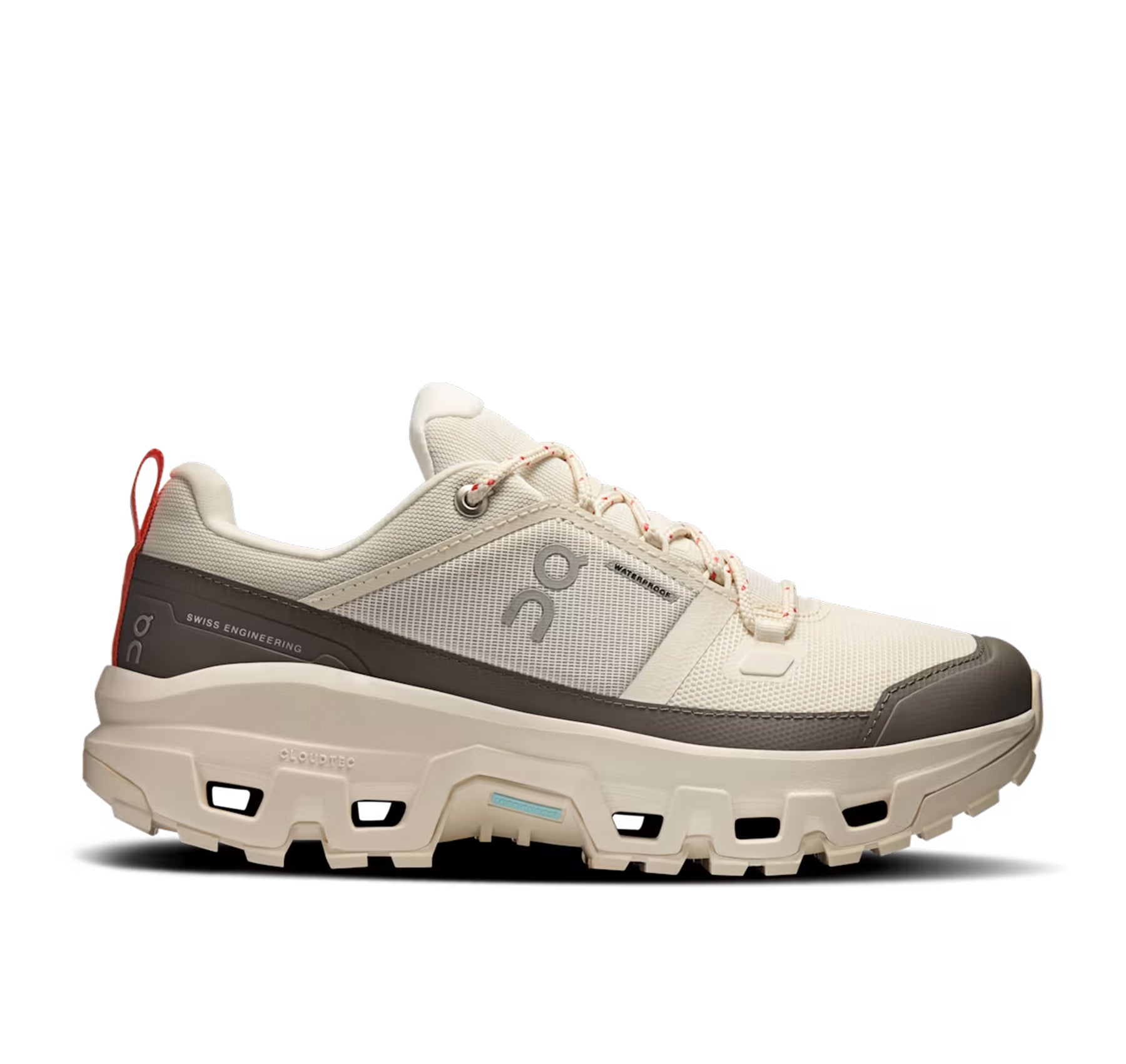 On Women's Cloudrock Low Waterproof Ivory Hiking Shoes
