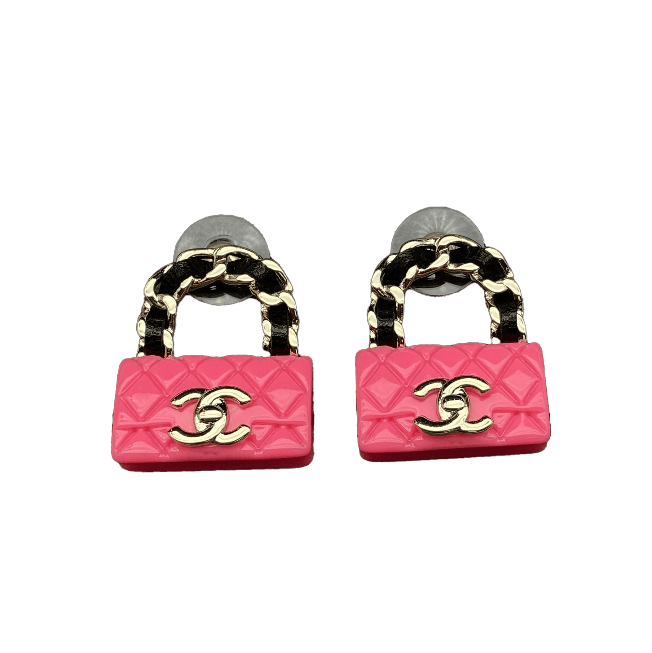18K Classic Pink  Chanel Bag Earrings
