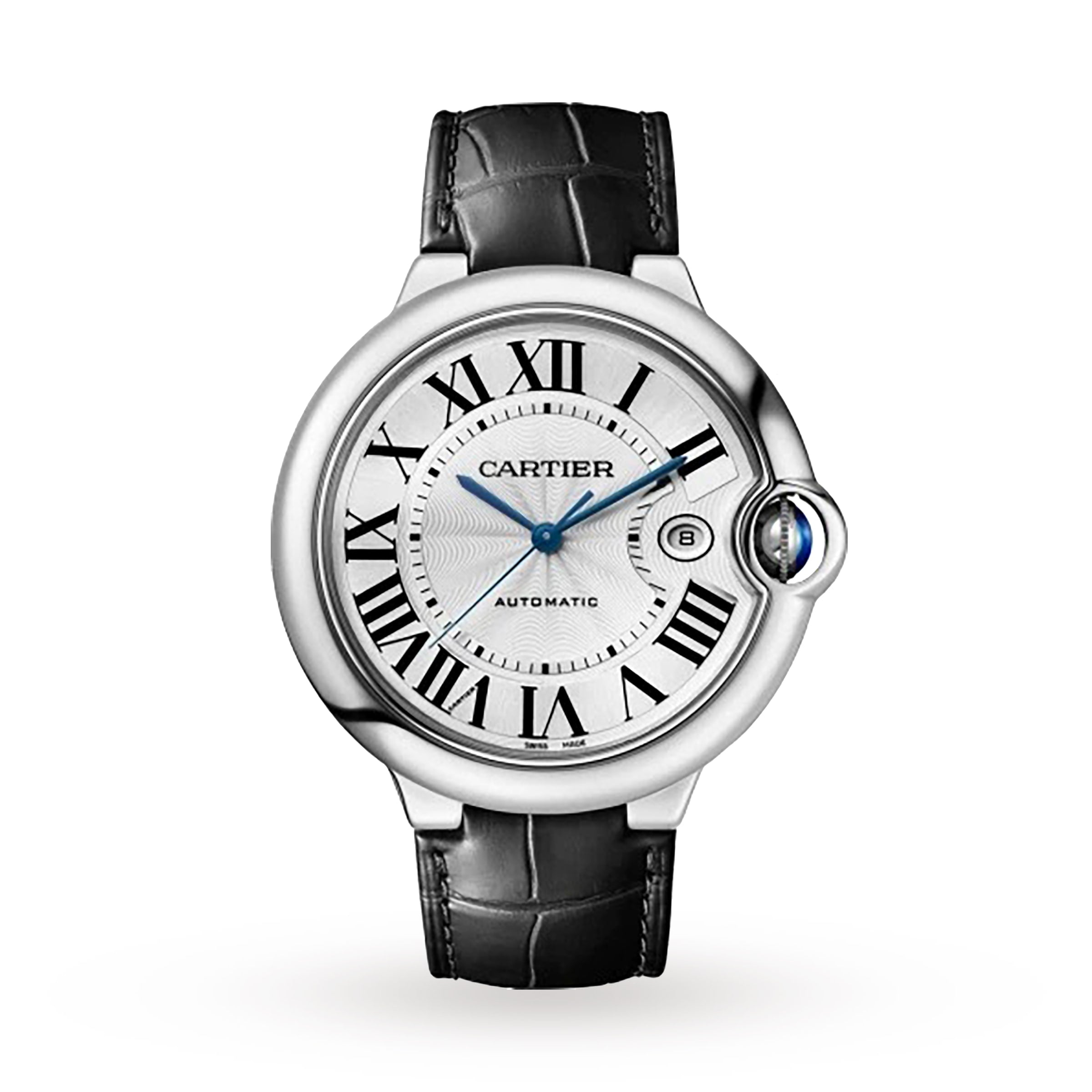 Ballon Bleu de Cartier 42 Watch - 42mm, Steel, Alligator Leather, Silver Dial