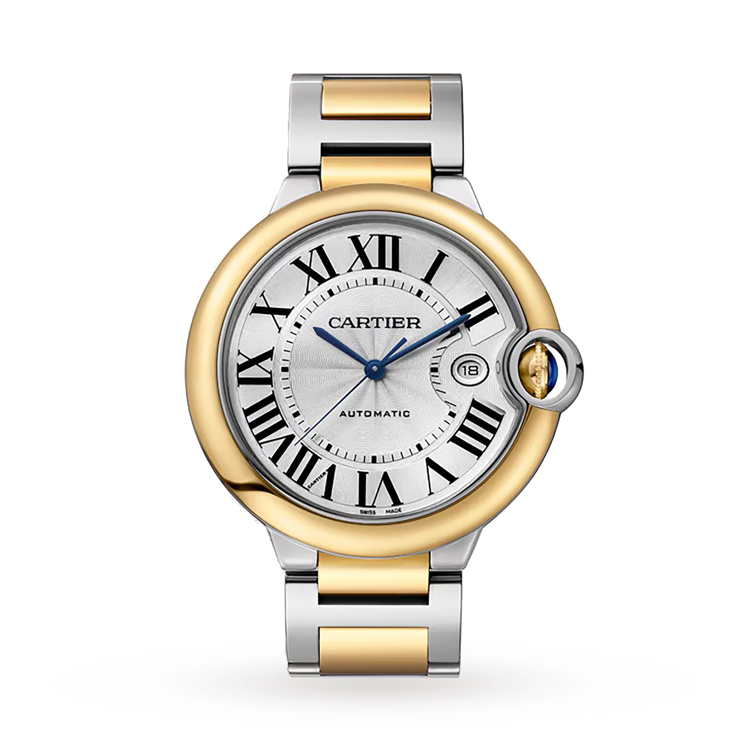 Ballon Bleu de Cartier 42 Watch - 42mm, Two - Tone Steel & 18K Yellow Gold, Silver Dial