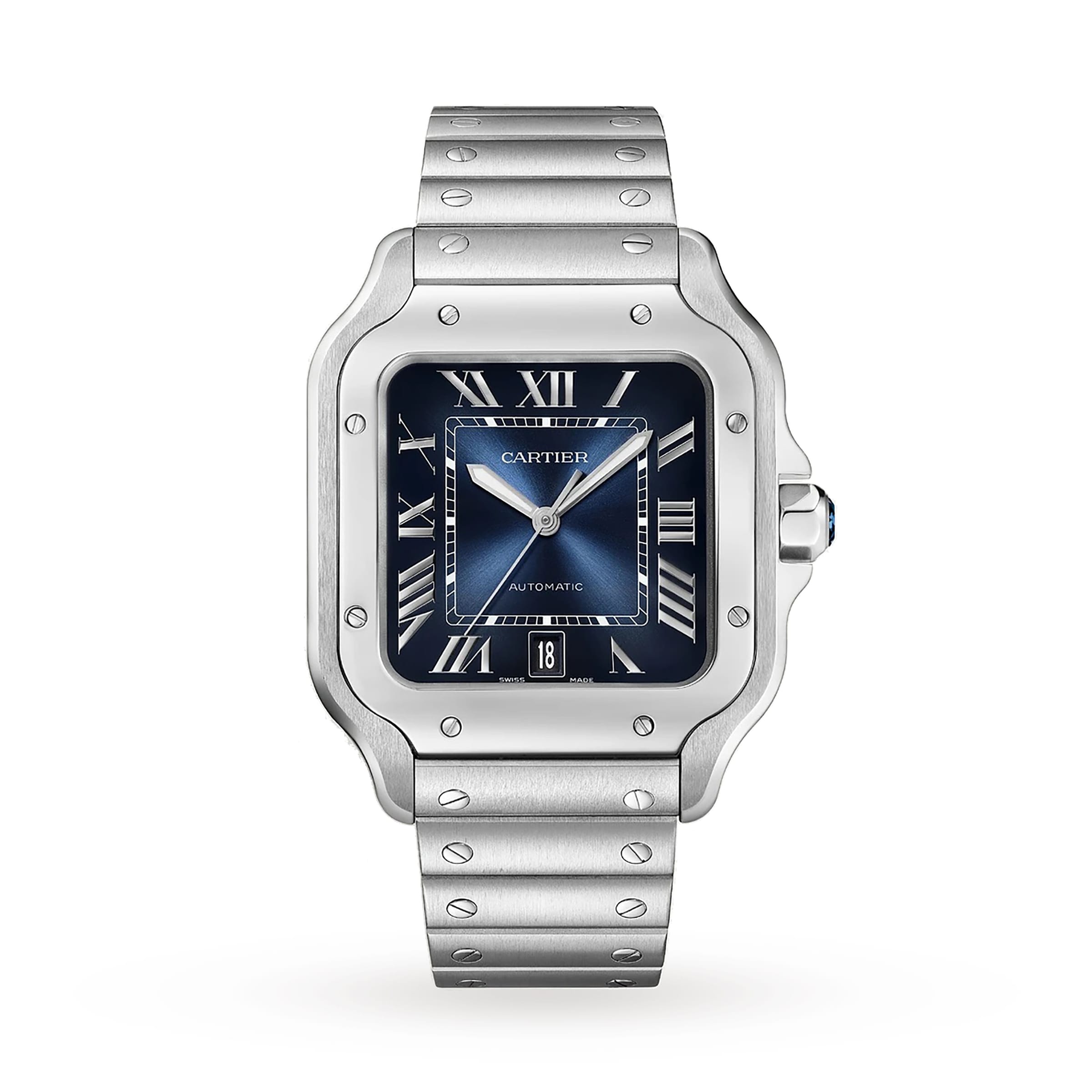 Santos de Cartier Large Model Watch - 40mm, Steel, Blue Dial