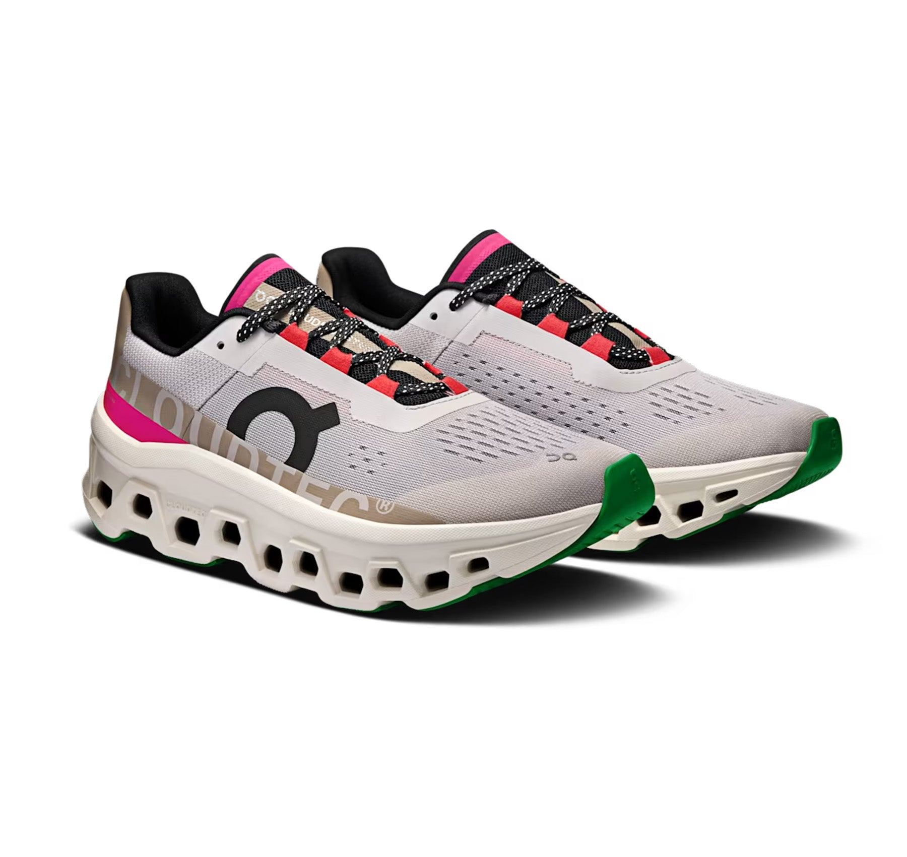 On Women's Cloudmonster Silver/Ivory Running Shoes