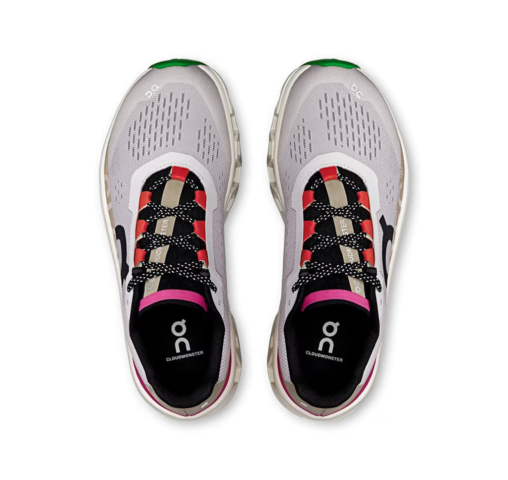 On Women's Cloudmonster Silver/Ivory Running Shoes