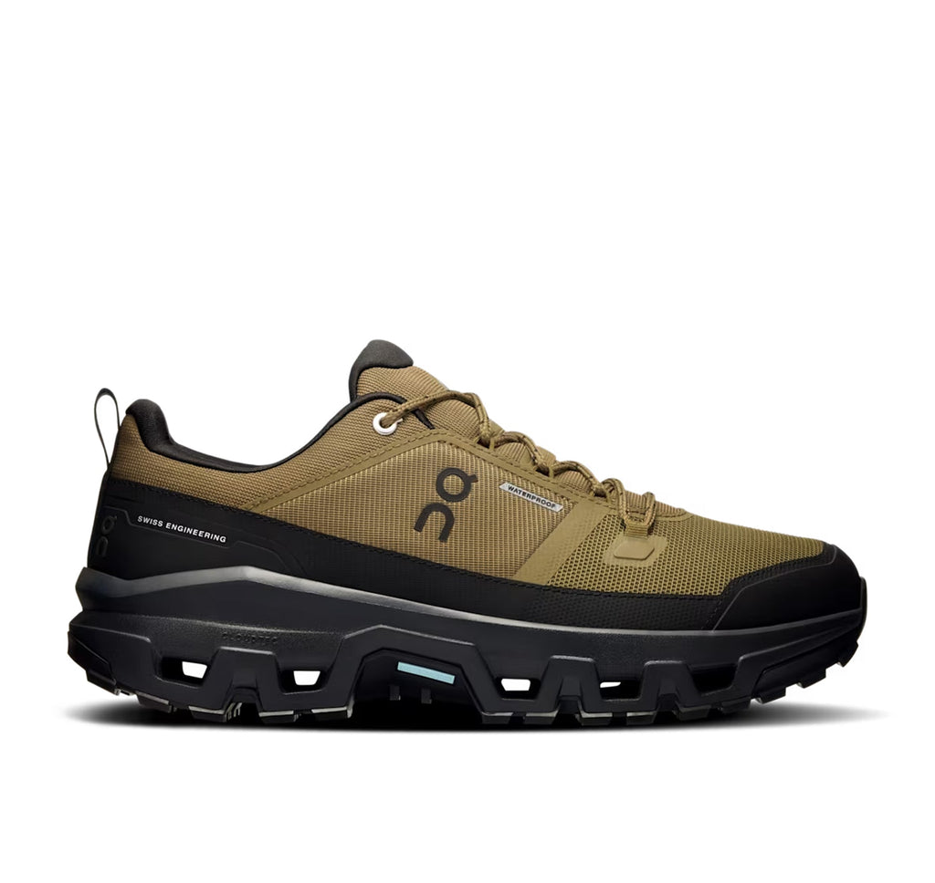On Men's Cloudrock Low Waterproof Hunter/Black Hiking Shoes