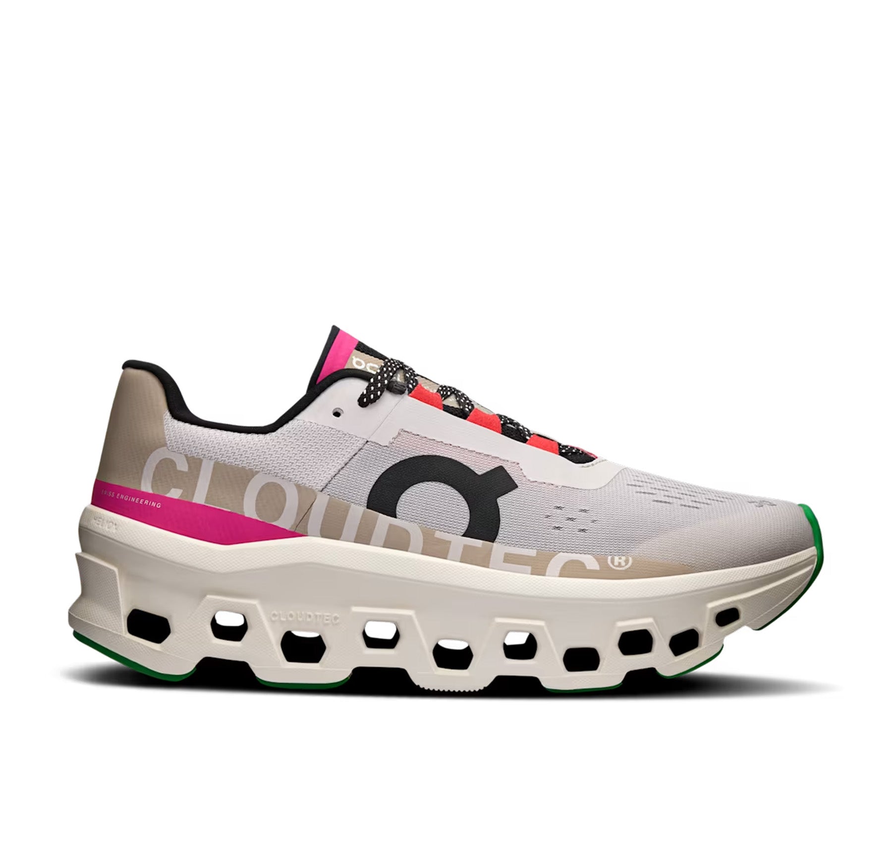 On Women's Cloudmonster Silver/Ivory Running Shoes