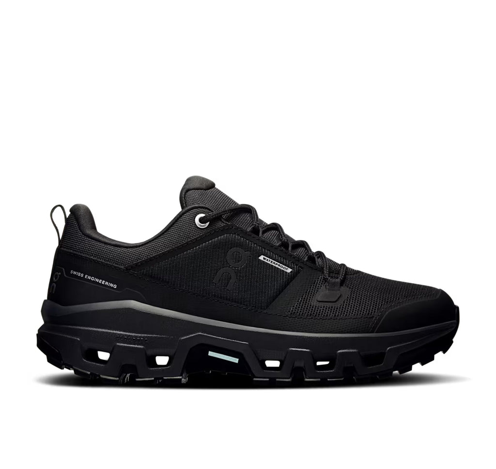 On Women's Cloudrock Low Waterproof Black Hiking Shoes