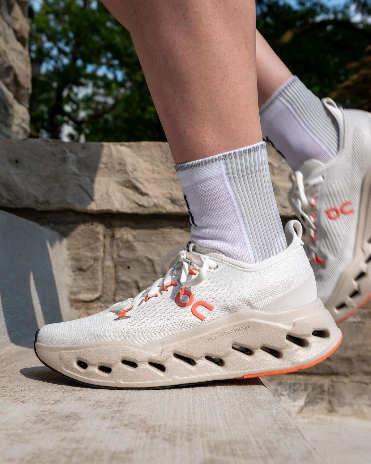 On Cloudsurfer Max Ivory Salmon Running Shoes