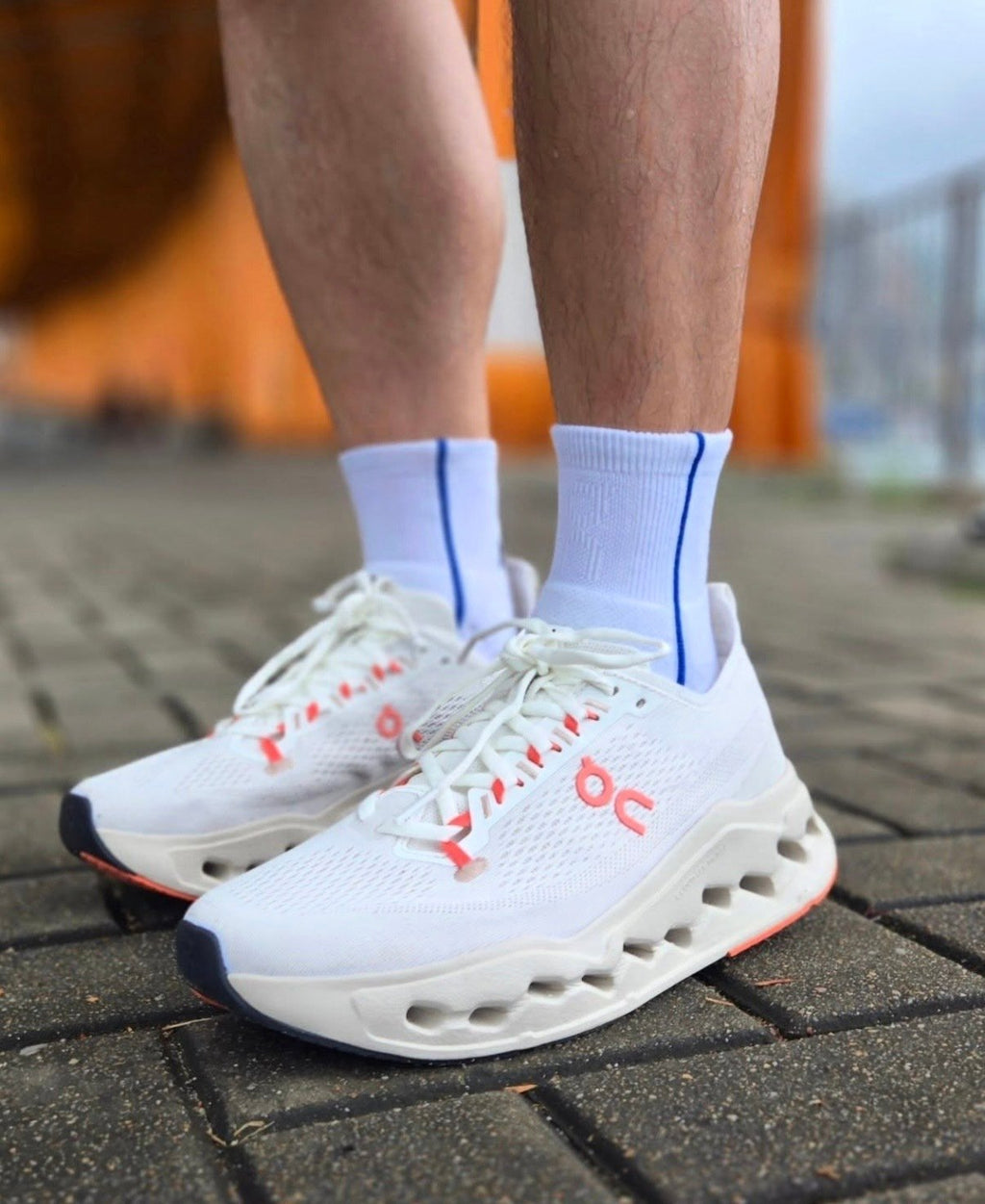 On Cloudsurfer Max Ivory Salmon Running Shoes