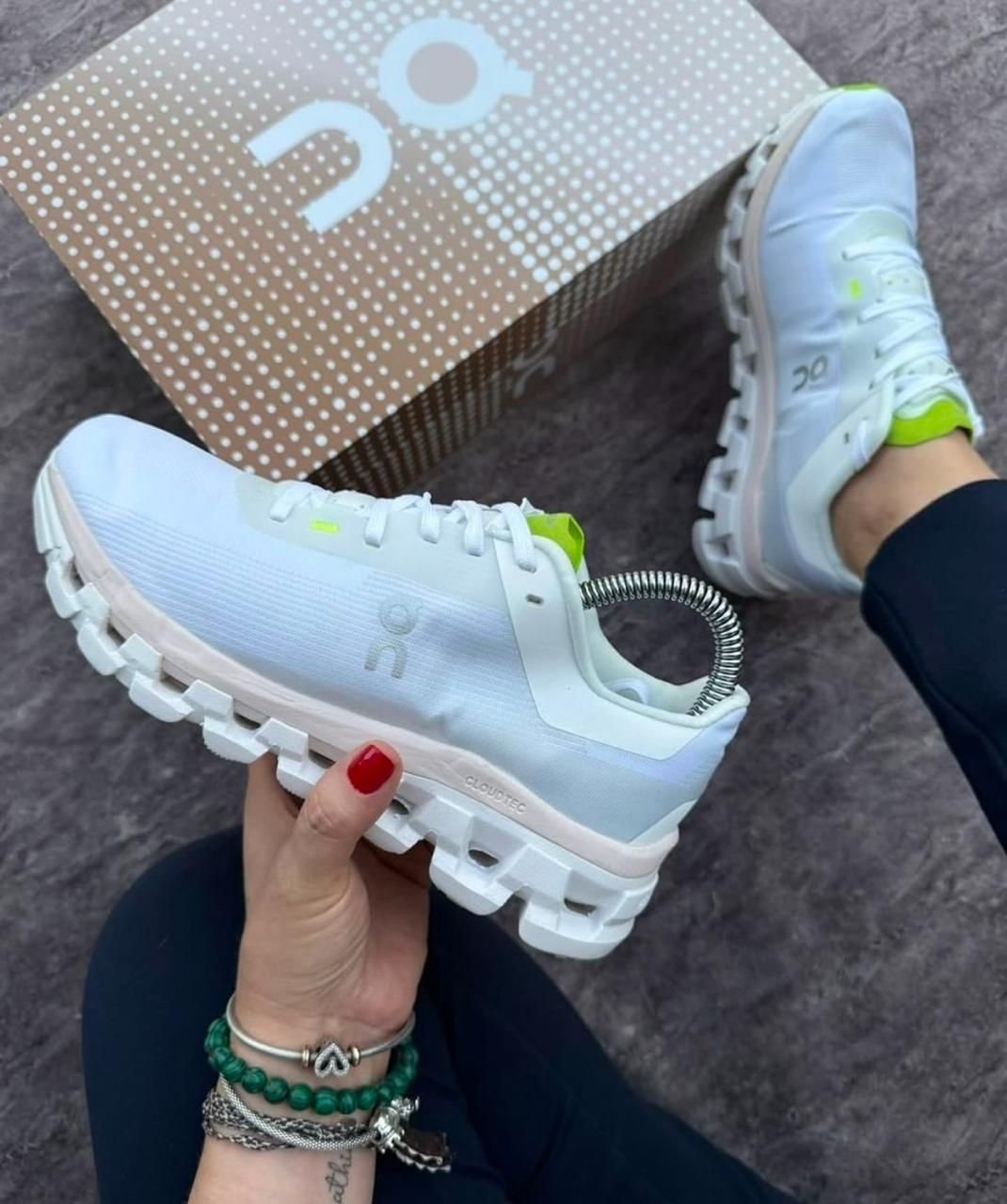 On Cloudflow 4 White Sand Running Shoes