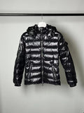 Womem Moncler coat Black Glossy Hooded Puffer Jacket — hero