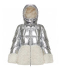 Moncler Silver Plush Panel Puffer Coat — hero