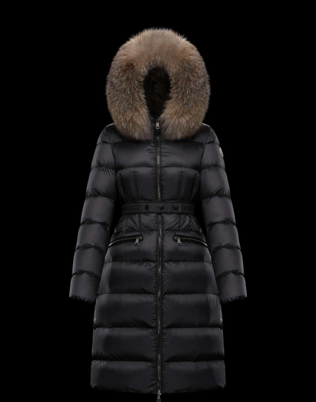 Moncler Long Belted Puffer Coat — front
