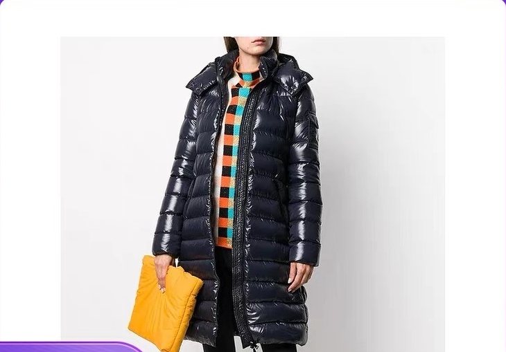 Moncler Women's Black Hooded Long Down Coat — model