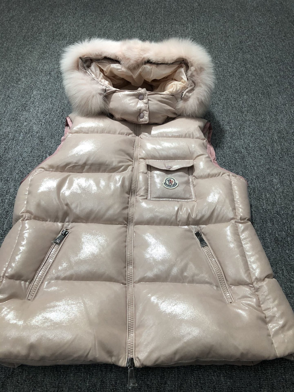 Moncler Fur-Trim Hooded Down Vest — hero