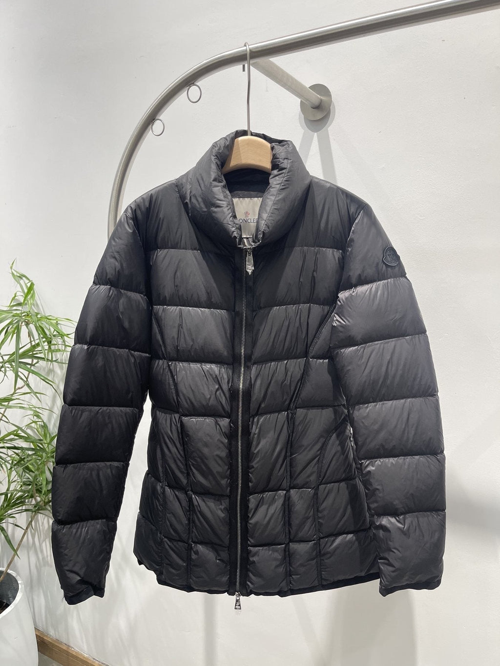 Moncler Black Quilted Short Down Coat — front