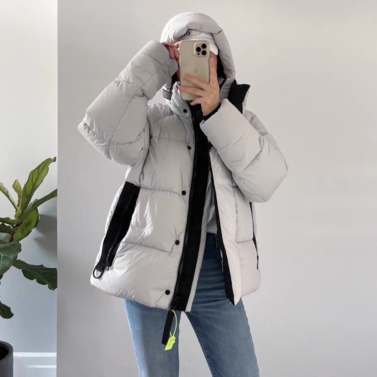 Canada Goose Light Grey Hooded Puffer Jacket — context