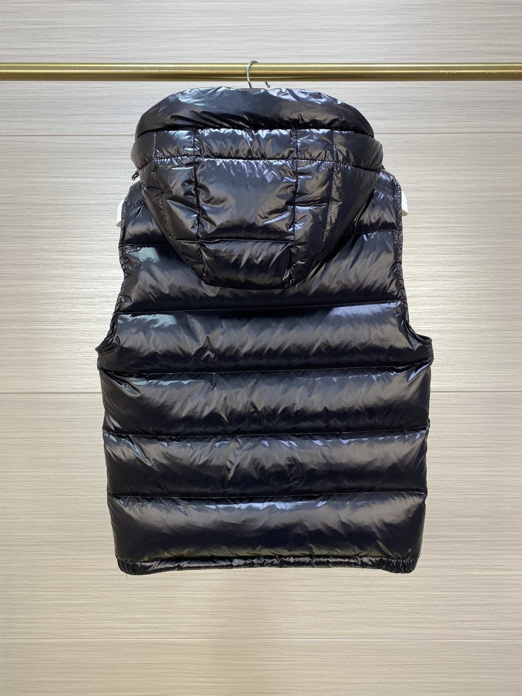 Moncler Hooded Glossy Puffer Down Vest — back