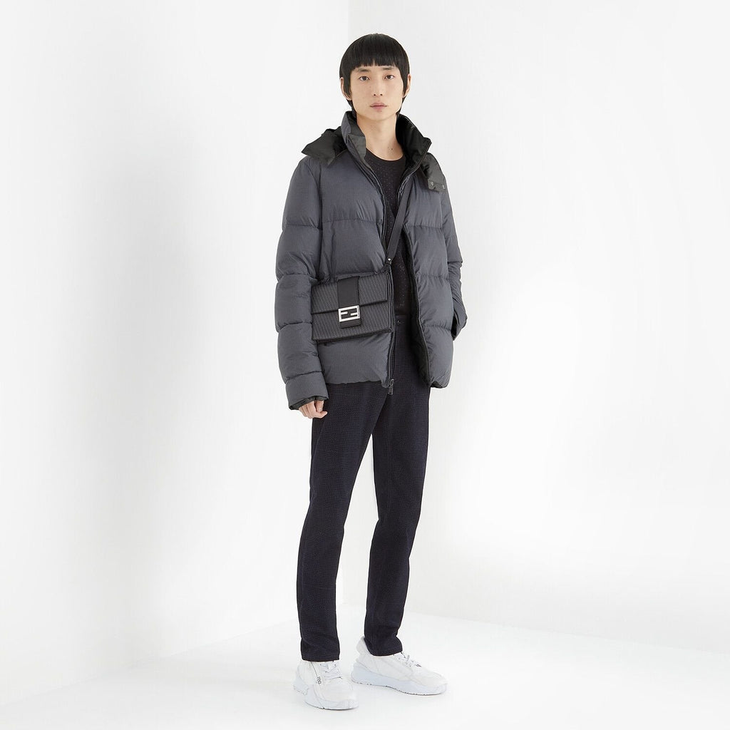 Fendi Grey Quilted Hooded Puffer Jacket — context