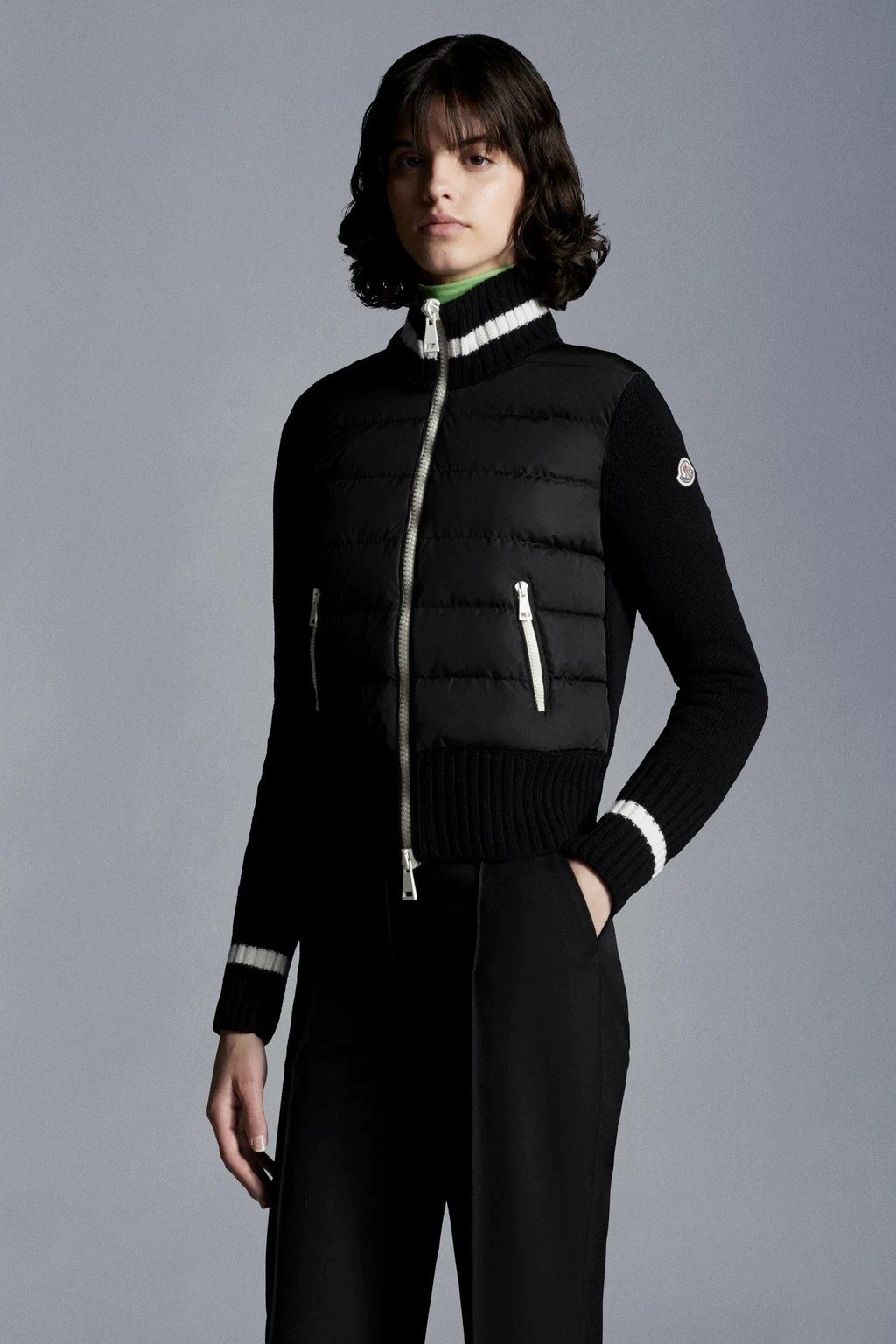 Moncler Women's Knit-Sleeve Puffer Jacket — context