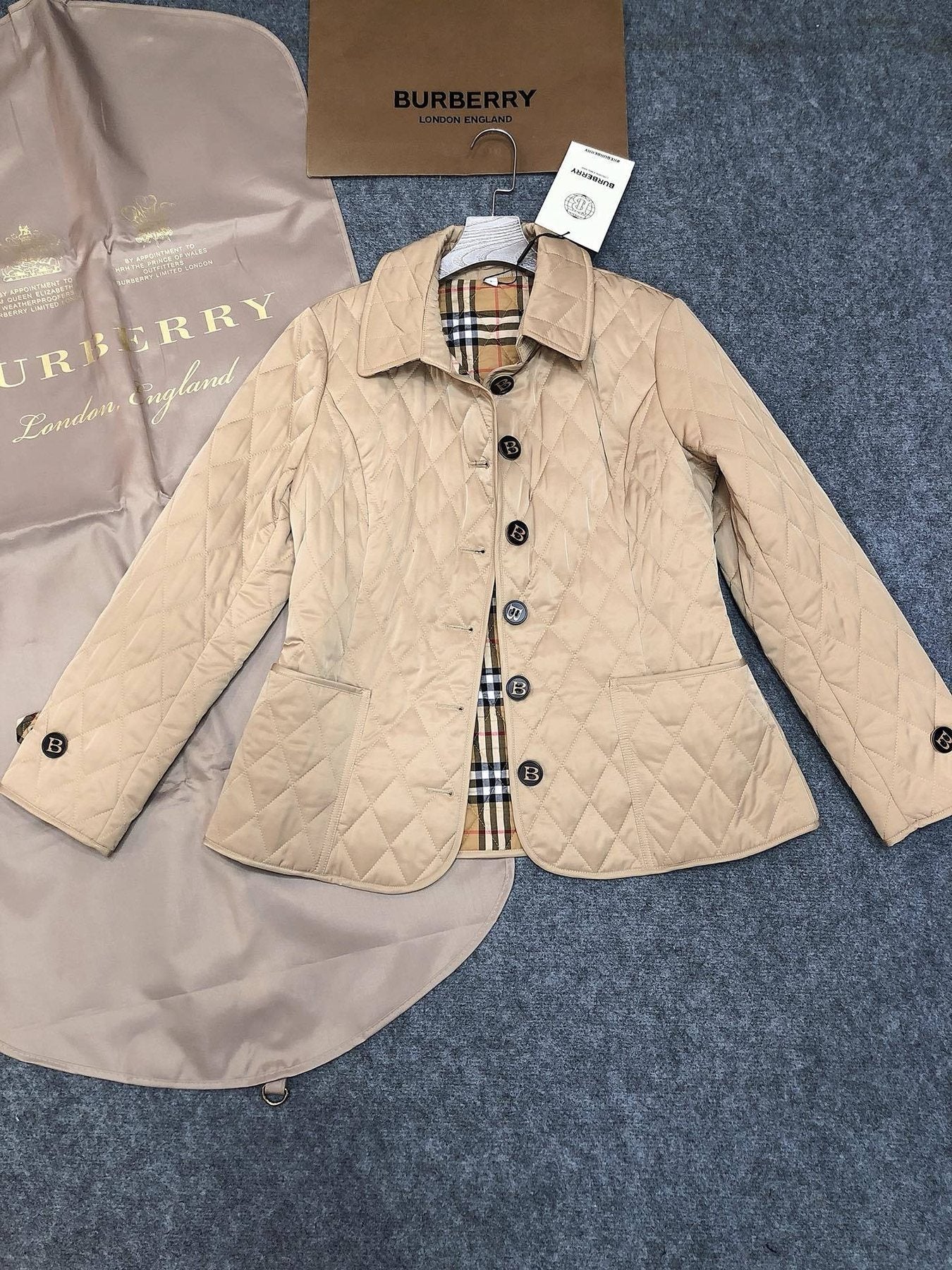 Burberry Diamond-Quilted Button-Front Jacket — front