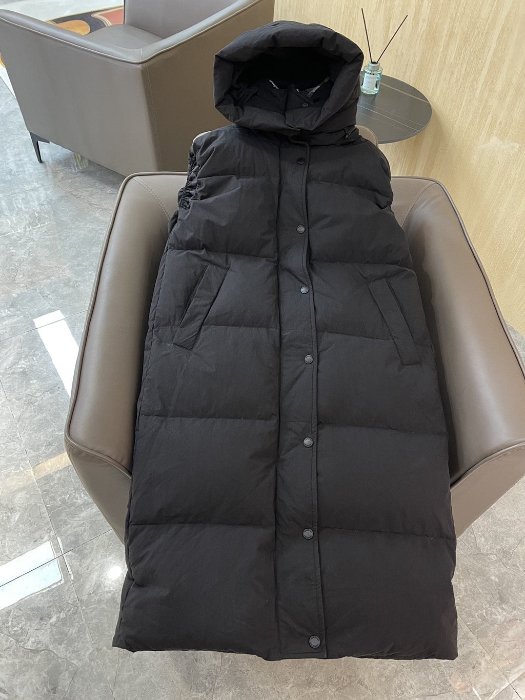 Burberry Hooded Long Down Vest — hero