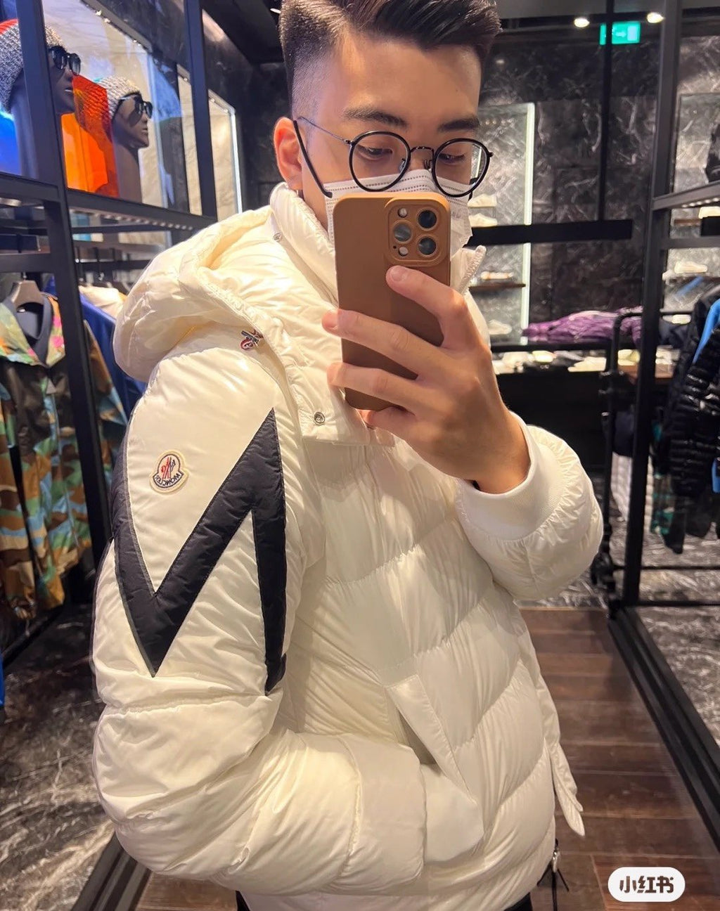 Moncler Glossy Hooded Puffer Coat — context