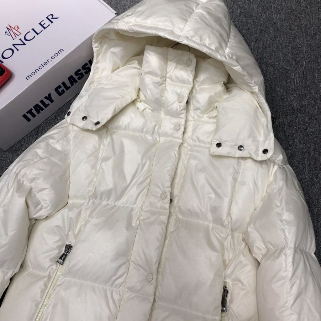 Moncler Women's All-Over Print Long Down Coat — detail