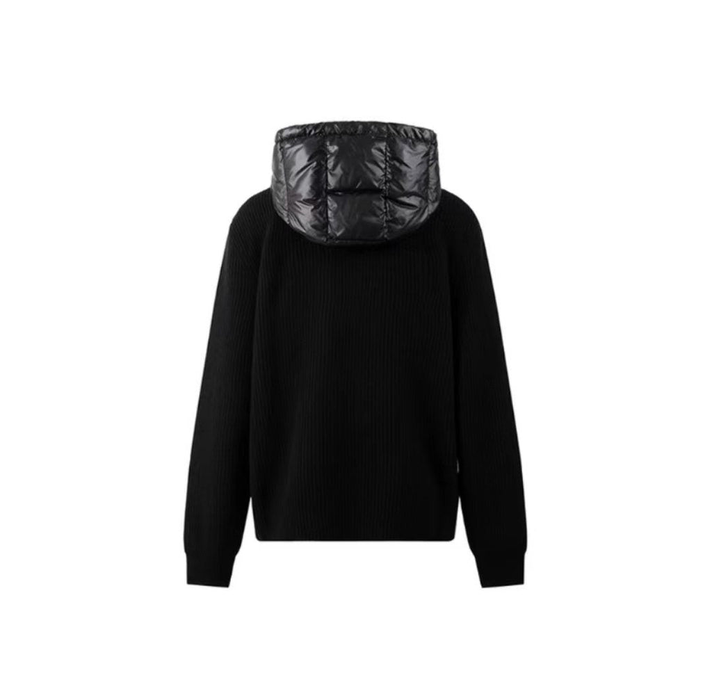 Moncler Women's Hooded Knit Sleeve Down Jacket — back