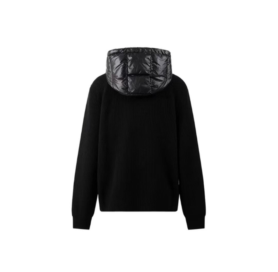 Moncler Women's Hooded Knit Sleeve Down Jacket — back