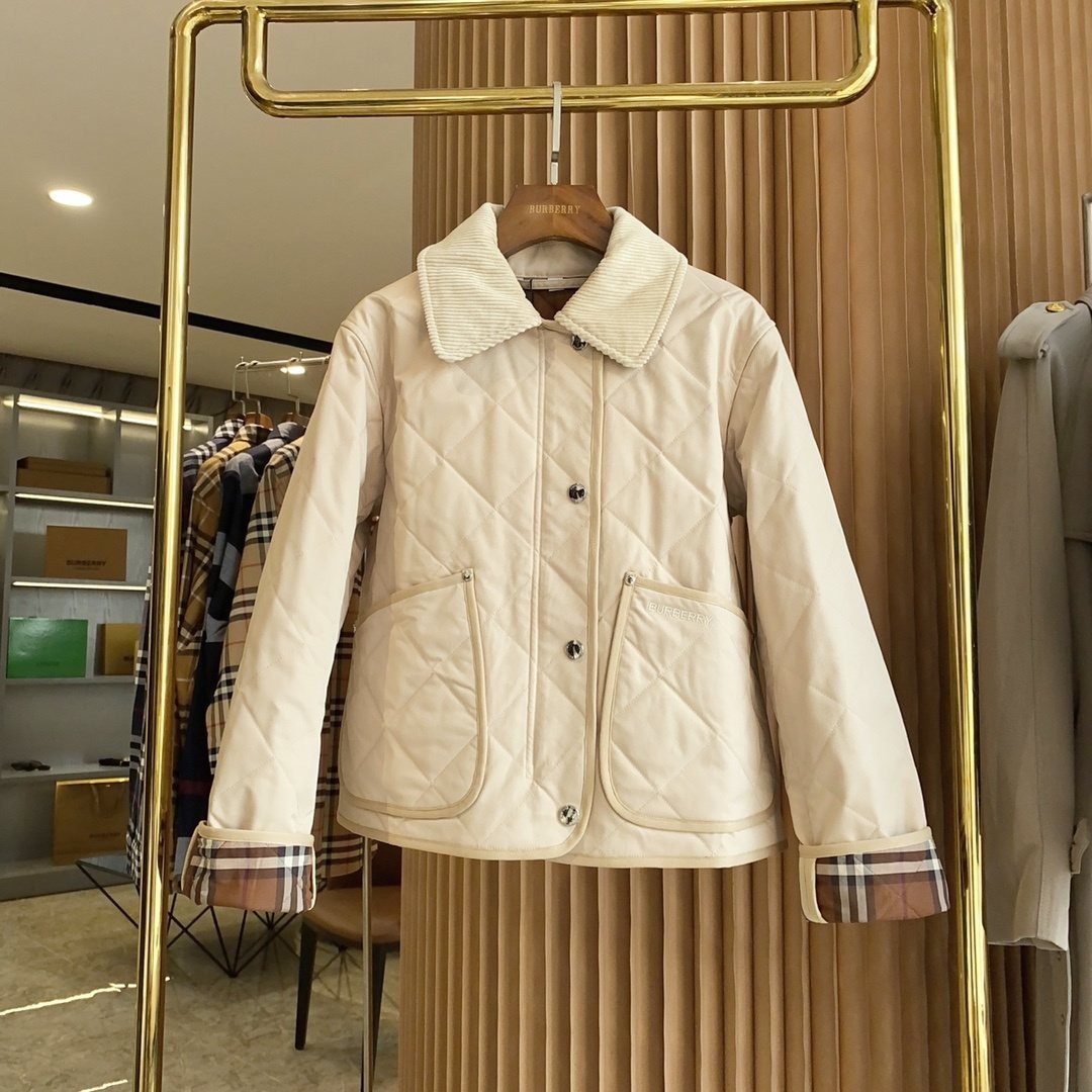 Burberry Reversible Diamond-Quilted Corduroy-Collar Jacket — front