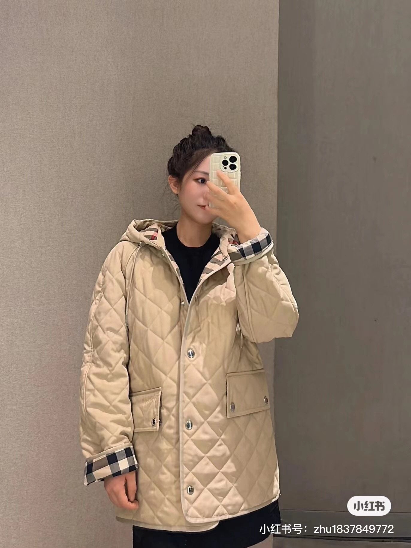 Burberry Diamond-Quilted Hooded Jacket — hero