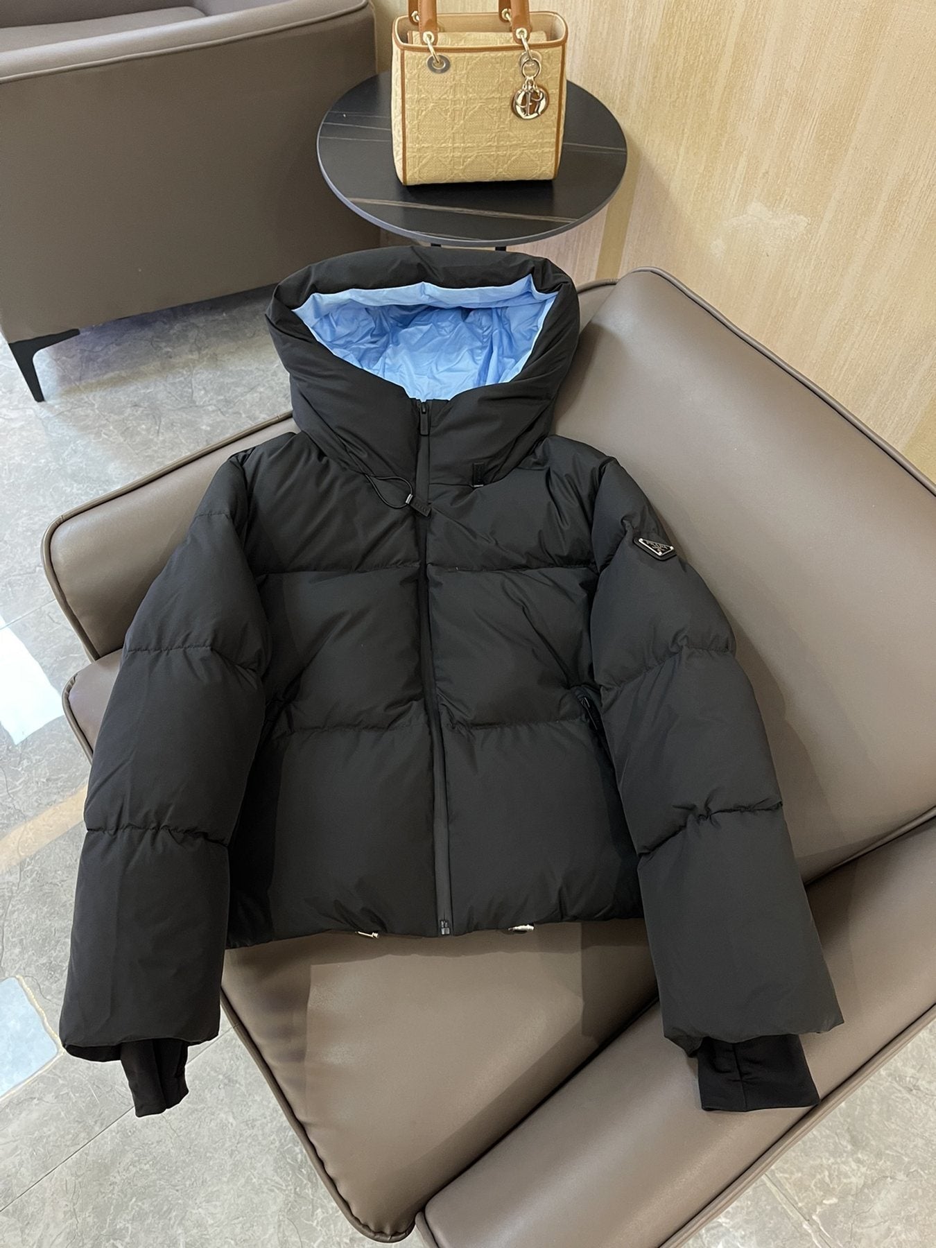 Prada Hooded Short Down Jacket — front