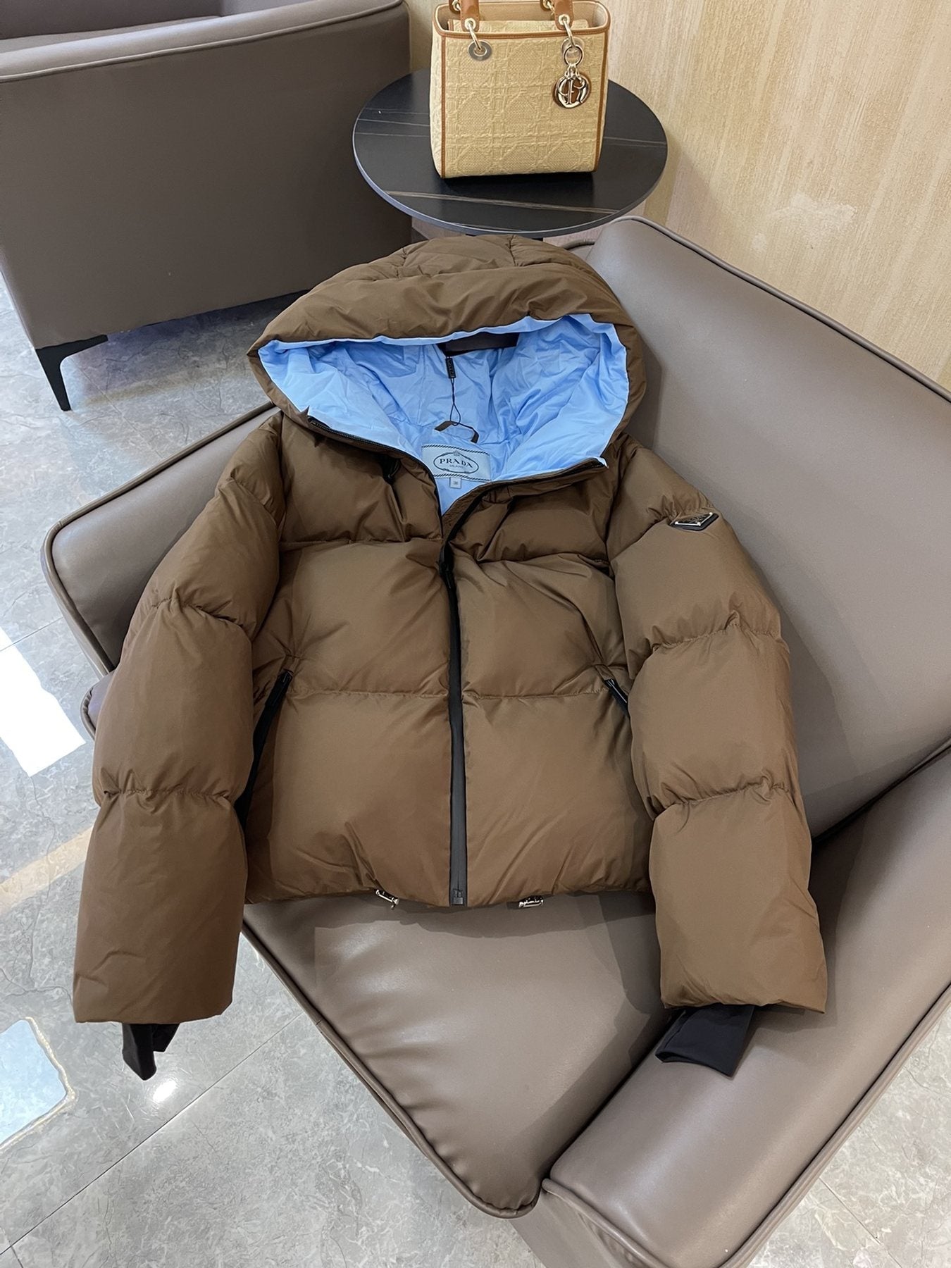 Prada Hooded Short Down Jacket — front