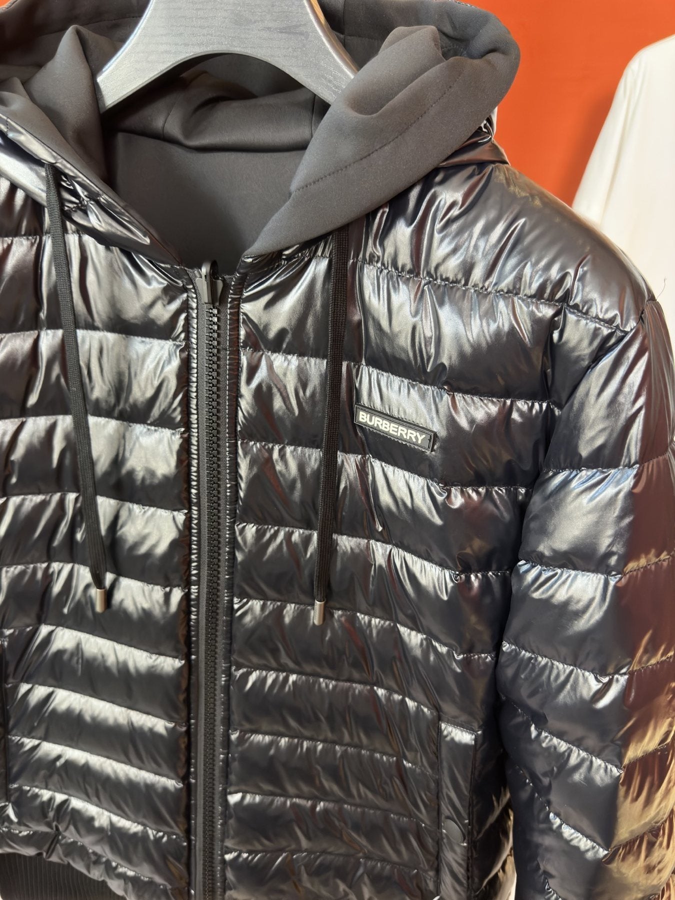 Burberry Reversible Black Hooded Puffer Jacket — detail