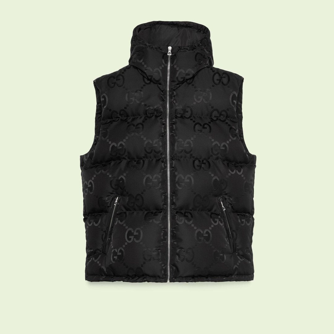 Gucci Black Tonal Monogram Down Vest — hero