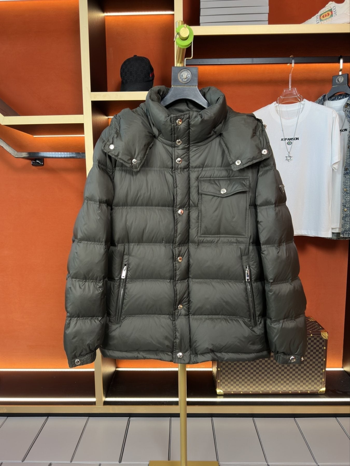 Prada Hooded Quilted Puffer Jacket — front