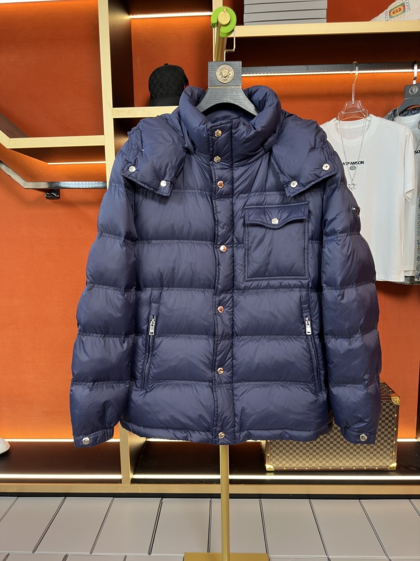 Prada Hooded Quilted Puffer Jacket — front
