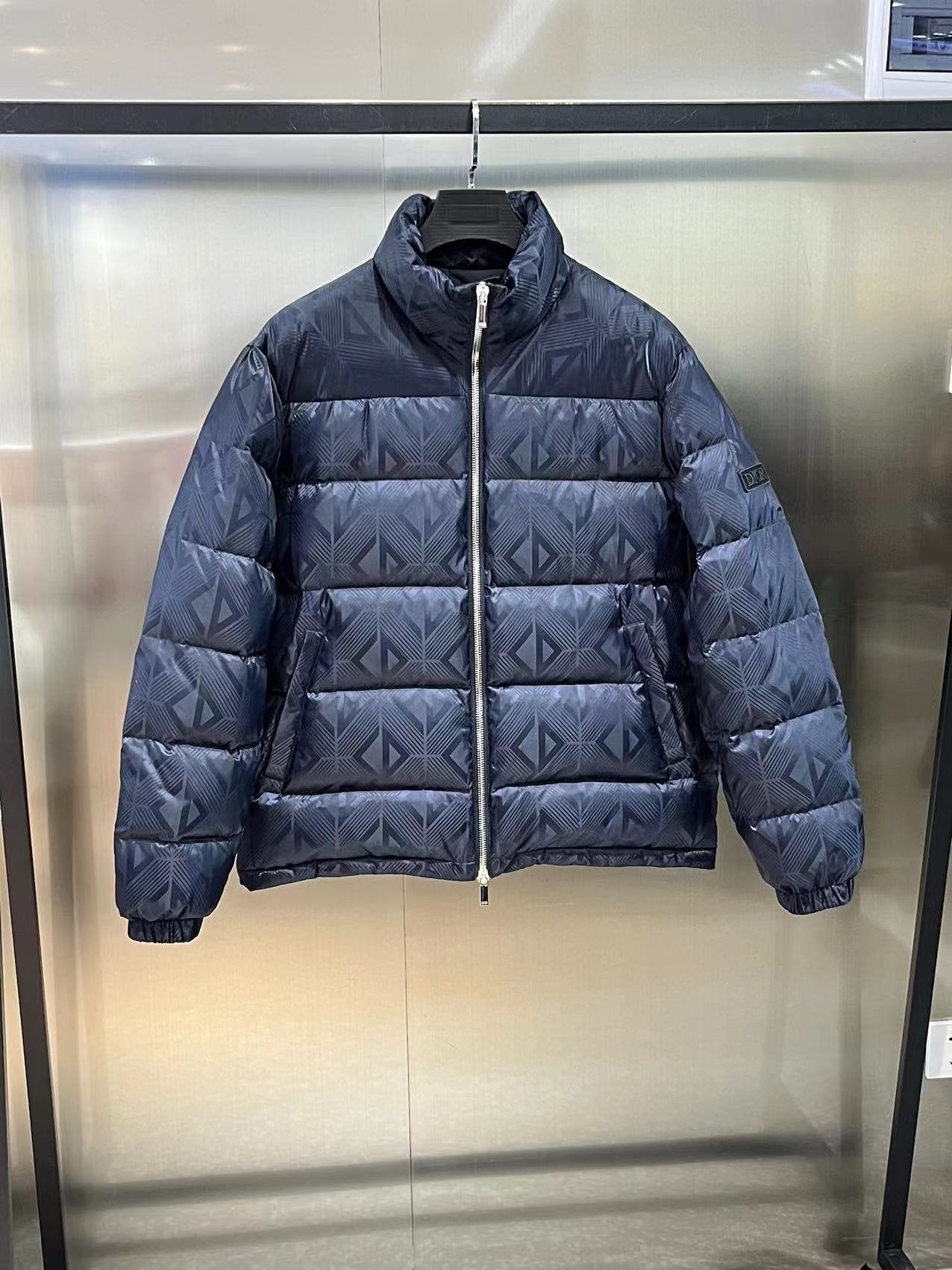 Dior Geometric-Pattern Short Down Jacket — front