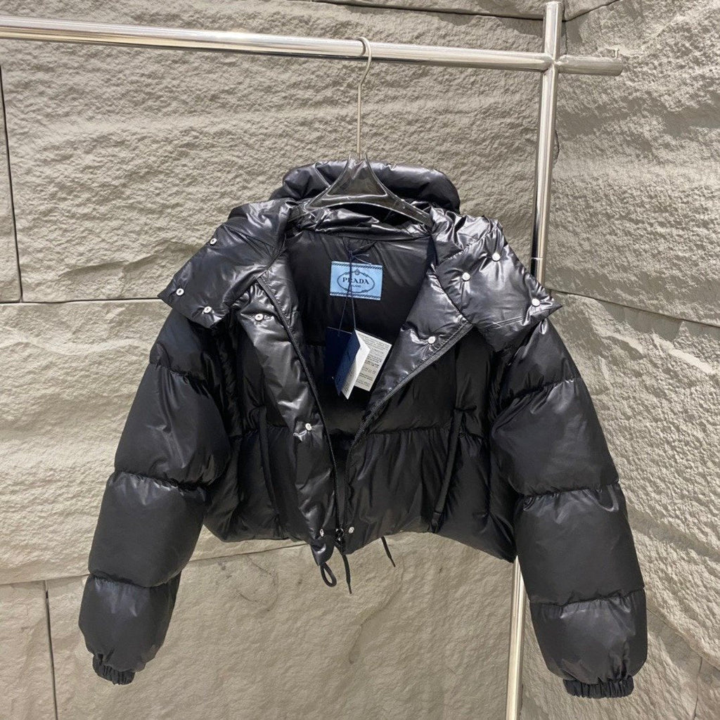 Prada Women's Cropped Convertible Puffer Jacket — hang_tag
