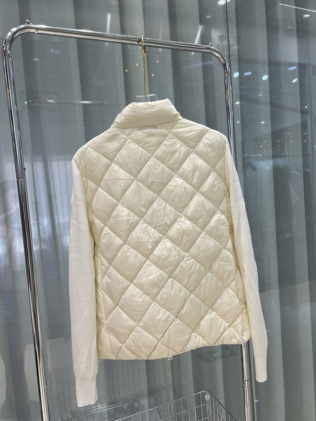 Moncler Diamond-Quilted Knit Sleeve Jacket — back