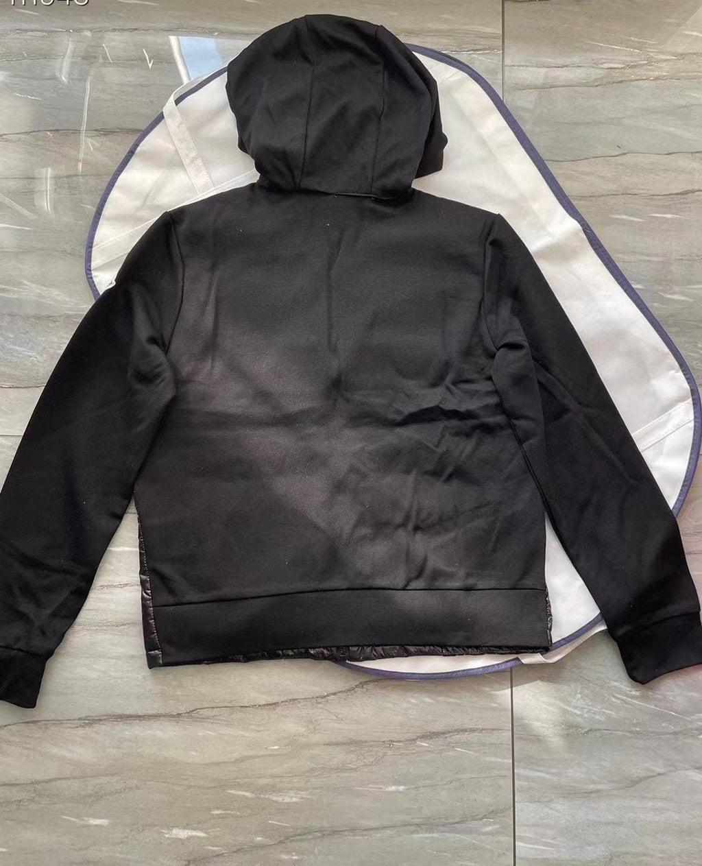 Moncler Hooded Knit-Sleeve Puffer Jacket — back