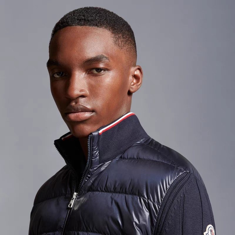 Moncler Quilted Knit-Sleeve Jacket — detail
