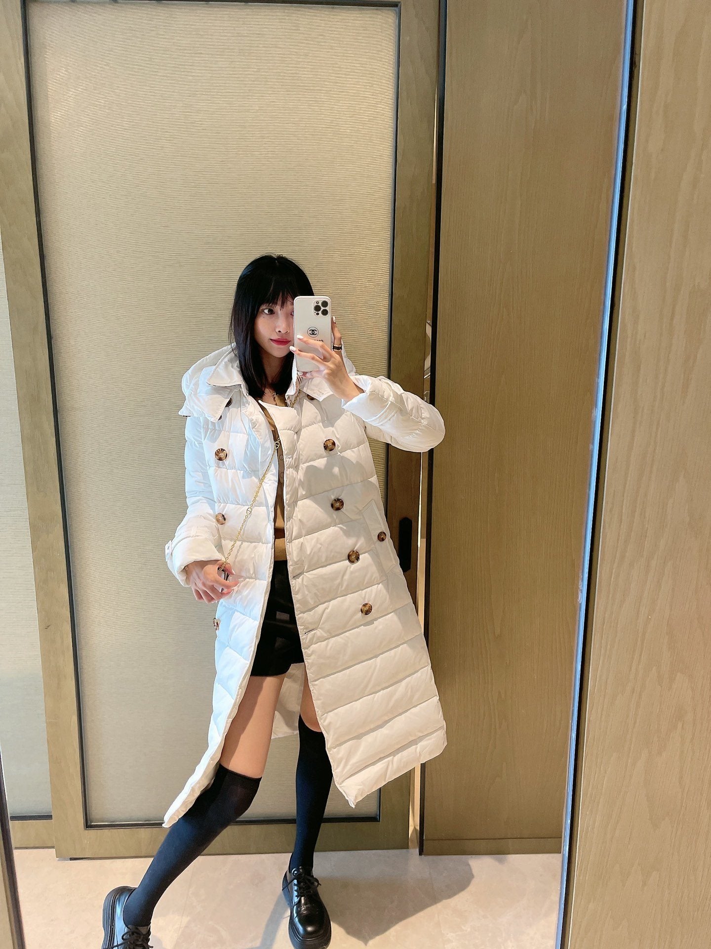 Burberry Belted Double-Breasted Long Down Jacket — hero
