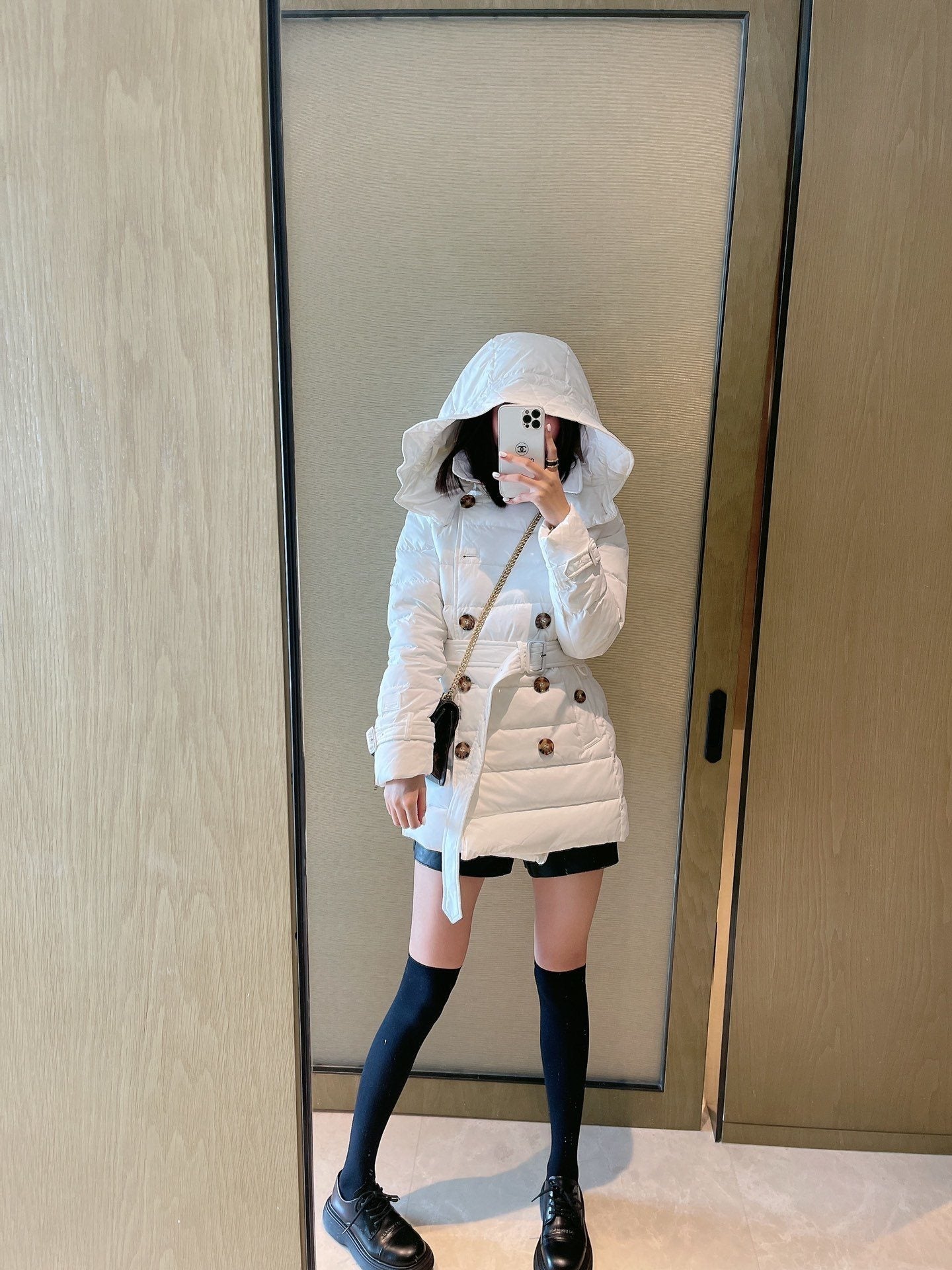 Burberry Belted Hooded Quilted Down Jacket — hero