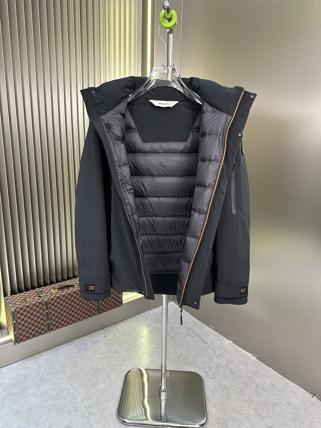 Zegna Hooded Zip-Front Puffer Coat — detail