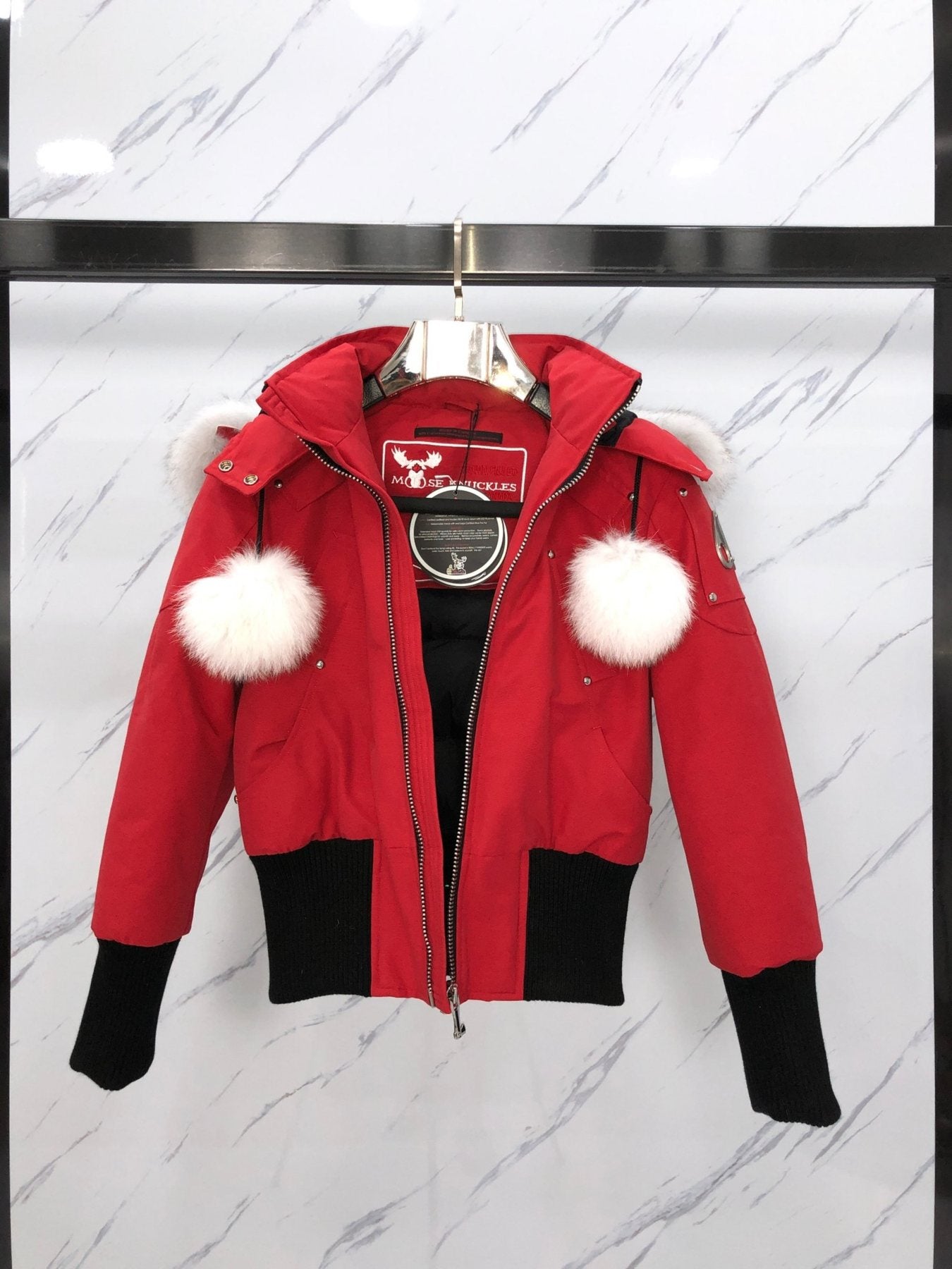 Moose Knuckles Women's Fur-Trim Hooded Puffer Jacket — detail