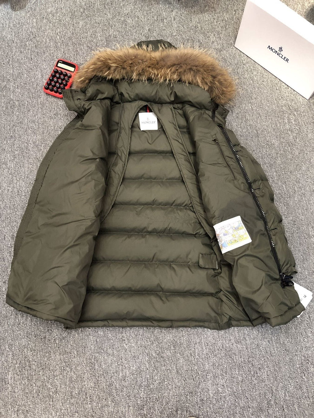 Moncler Hooded Fur-Trim Puffer Coat — hang_tag