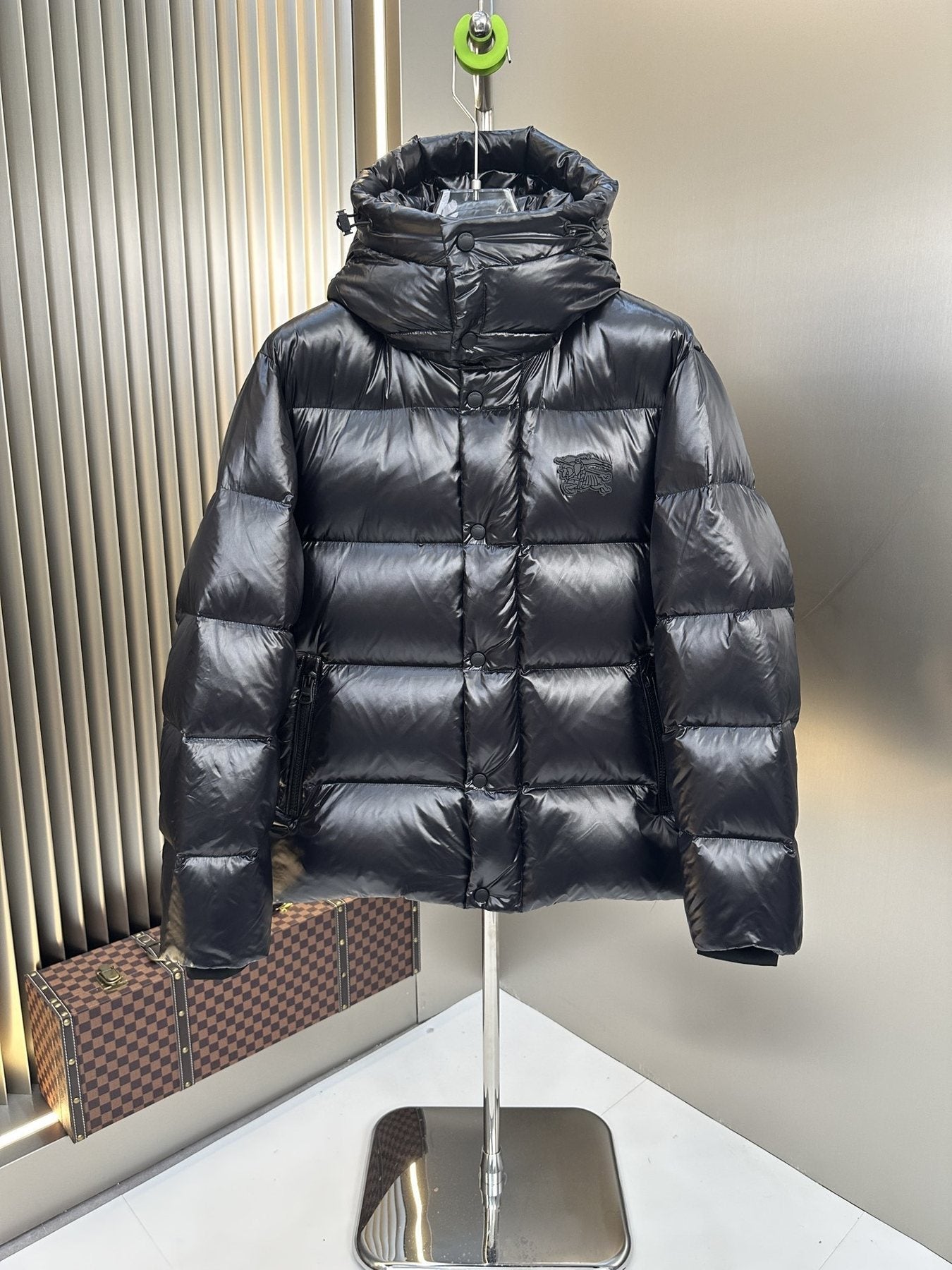 Burberry Hooded Equestrian Knight Puffer Jacket — front
